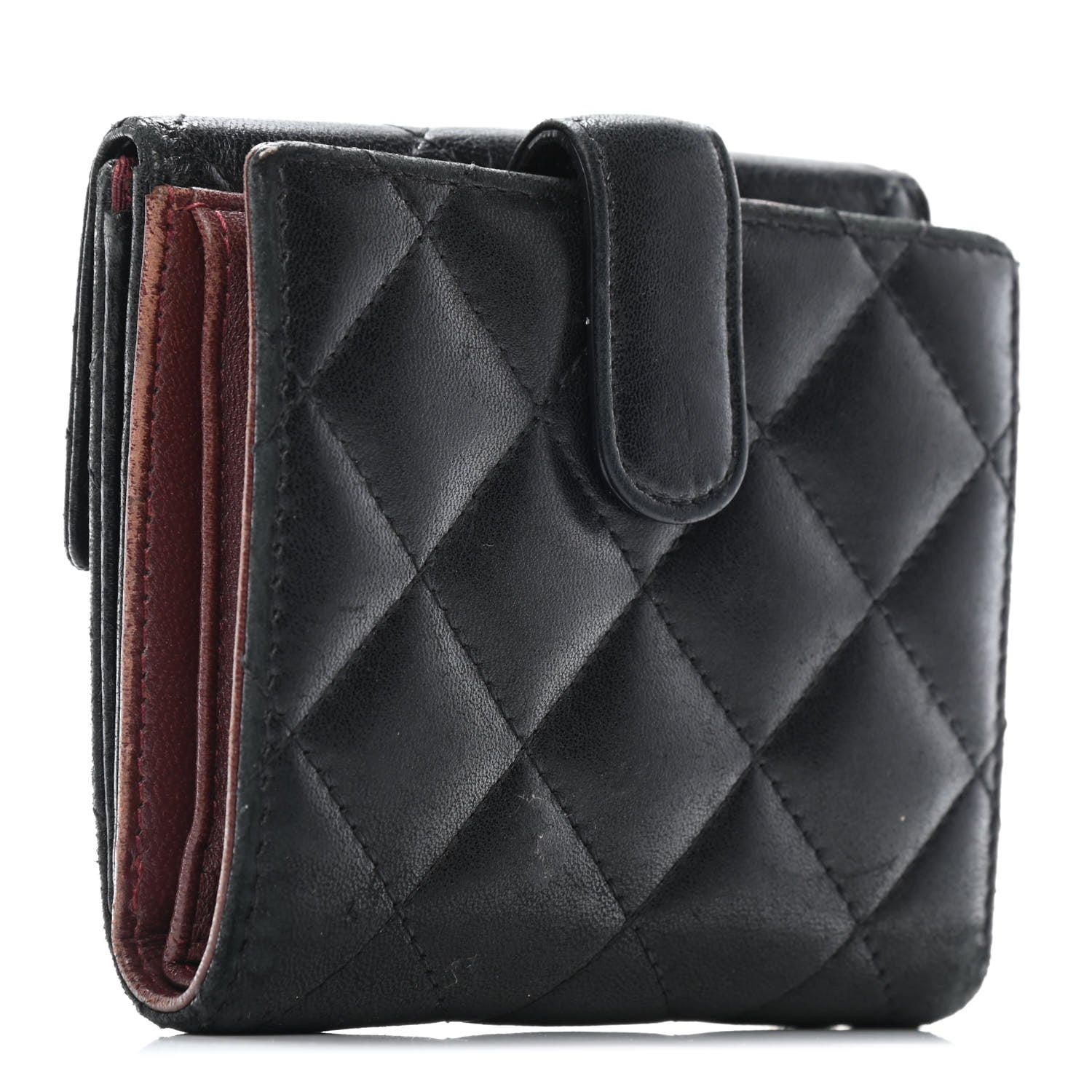 Chanel Lambskin Quilted Compact French Flap Wallet Black 2 of 6