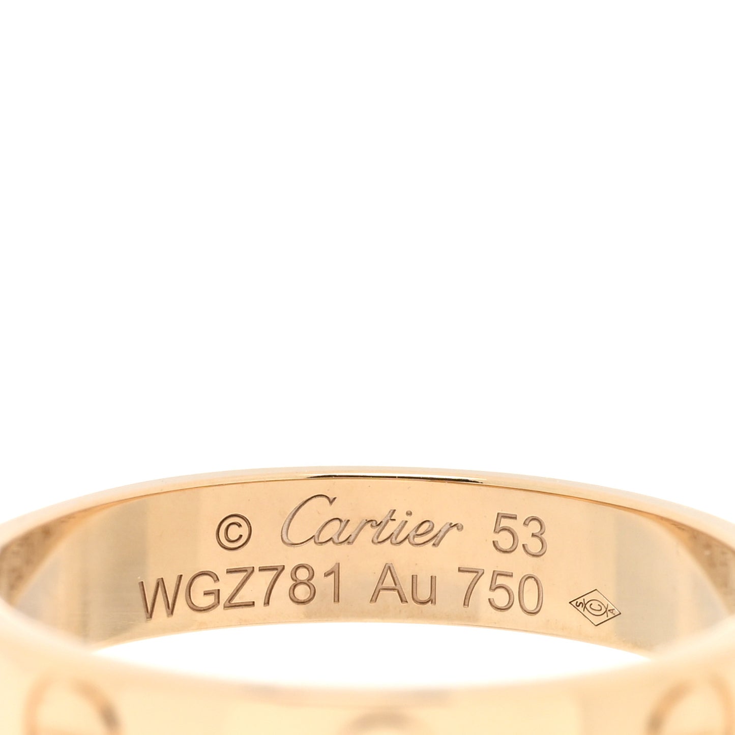 18K Yellow Gold 3.5mm LOVE Wedding Band Ring 53 6.5