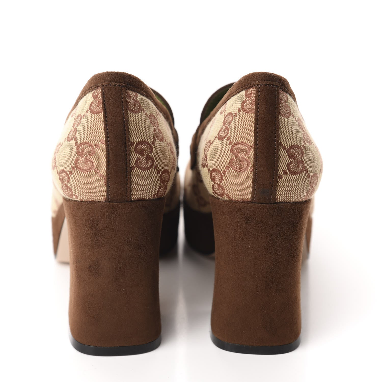 Gucci GG Monogram Suede Houdan Mid Heel Platform Loafers 37 Beige Ruggine Maroon 5 of 10