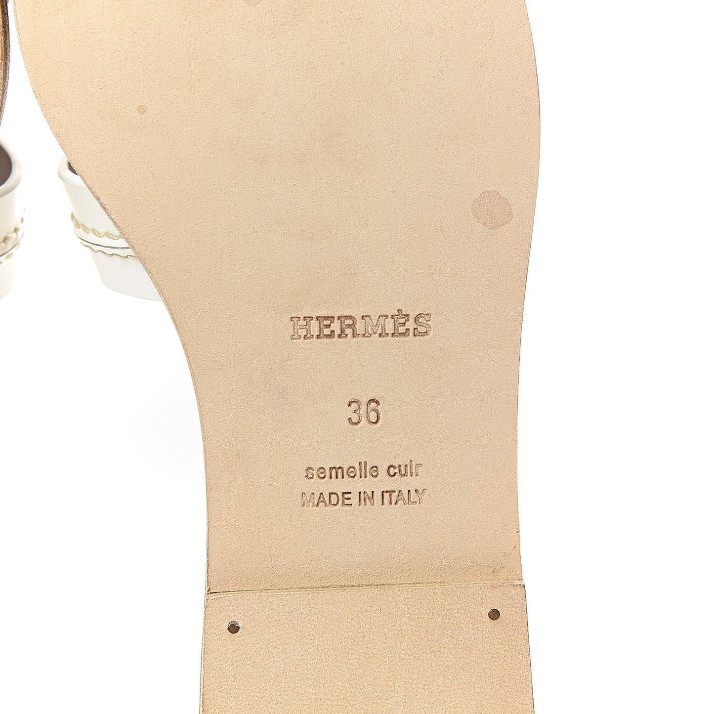 Calfskin Pique Oran Sandals 36 White