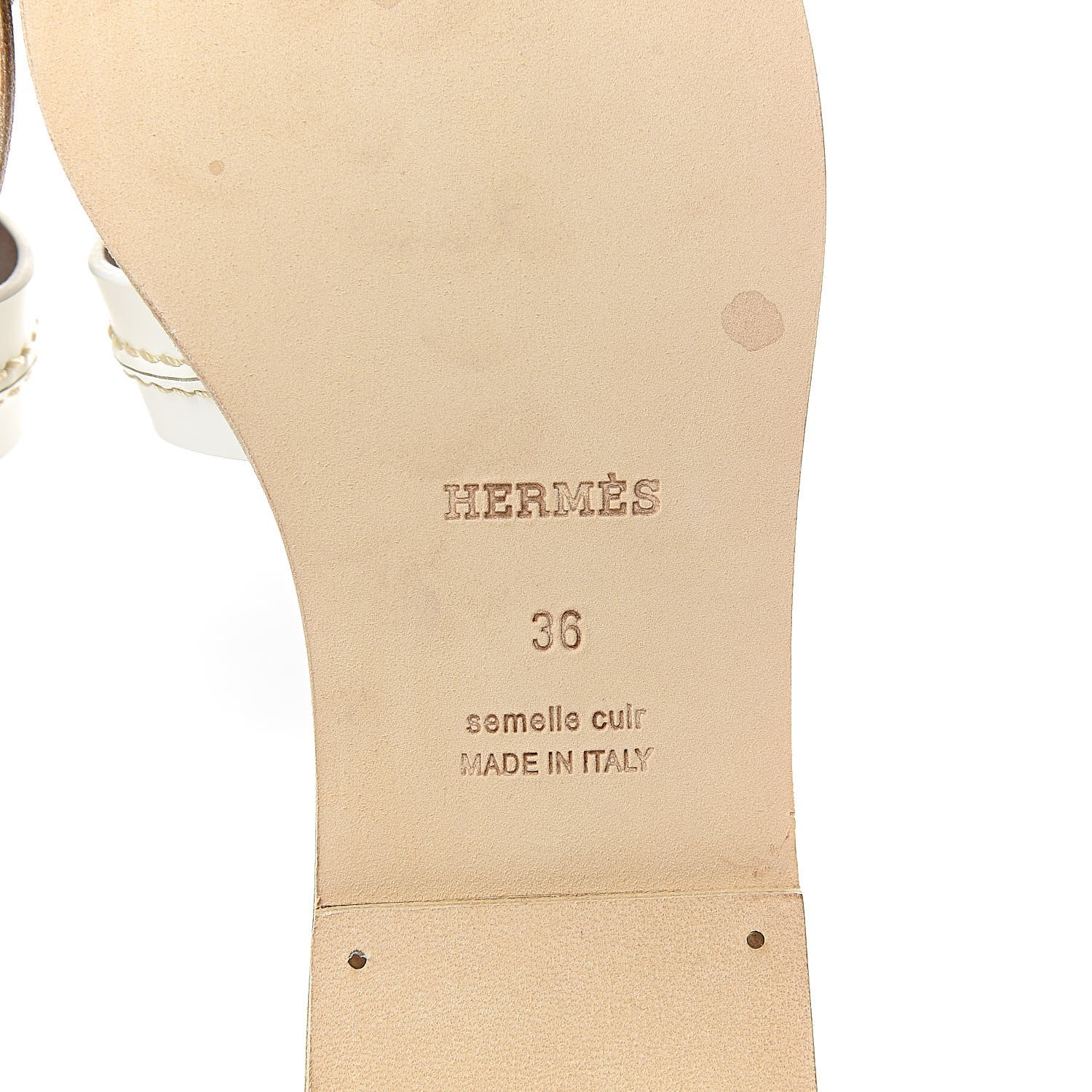 Hermes Calfskin Pique Oran Sandals 36 White 7 of 14