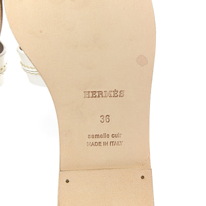 Hermes Calfskin Pique Oran Sandals 36 White 7 of 14