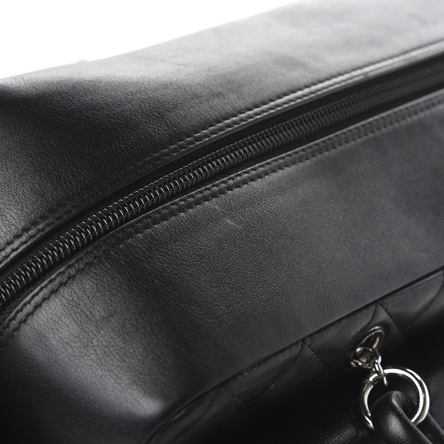 Calfskin Quilted Large Cambon Multipocket Reporter Black White