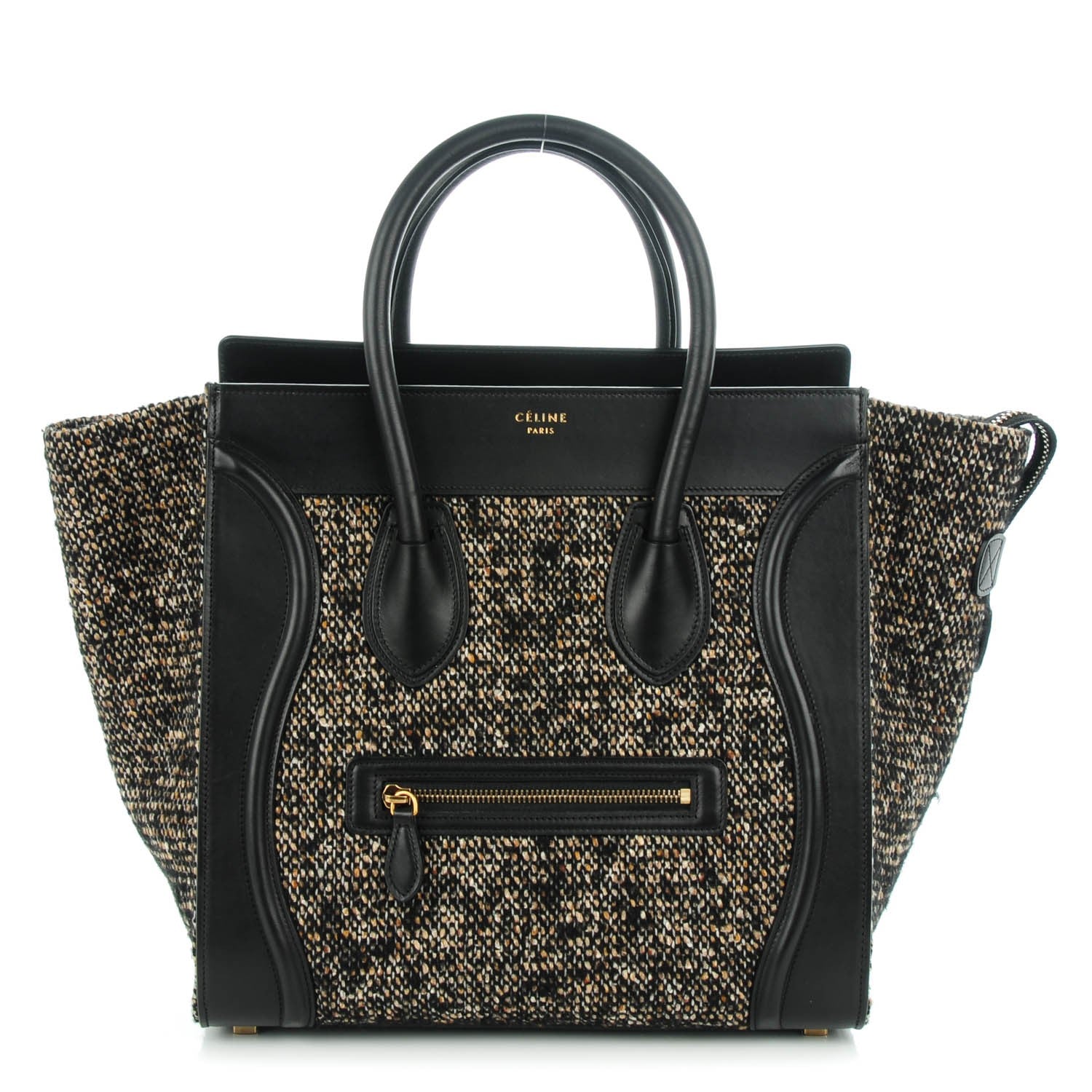 Celine Smooth Calfskin Tweed Mini Luggage Black 1 of 8