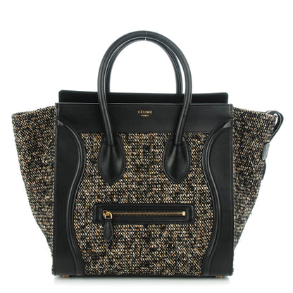 Celine Smooth Calfskin Tweed Mini Luggage Black 1 of 8
