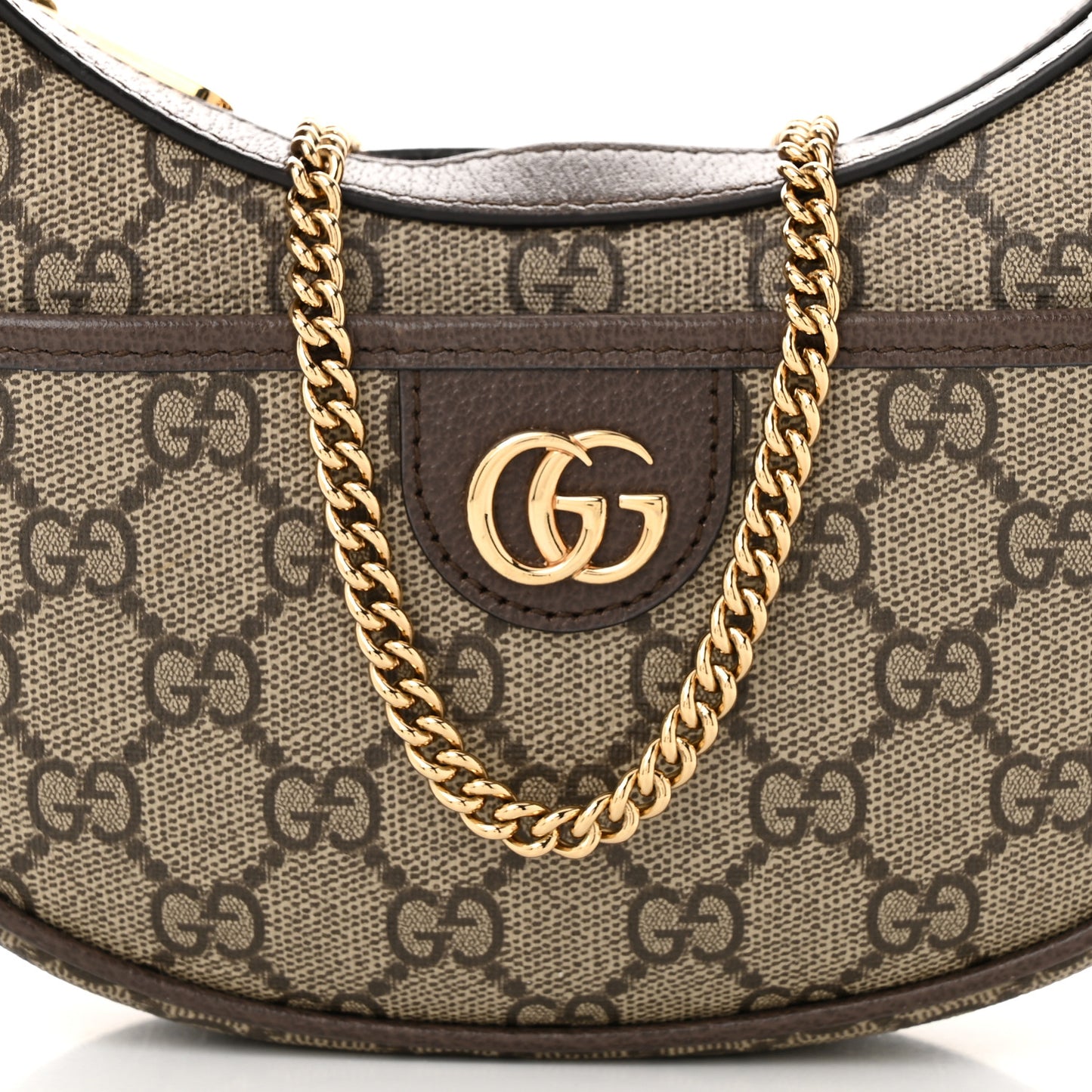 GG Supreme Monogram Textured Dollar Calfskin Small Ophidia Shoulder Bag Beige Ebony New Acero