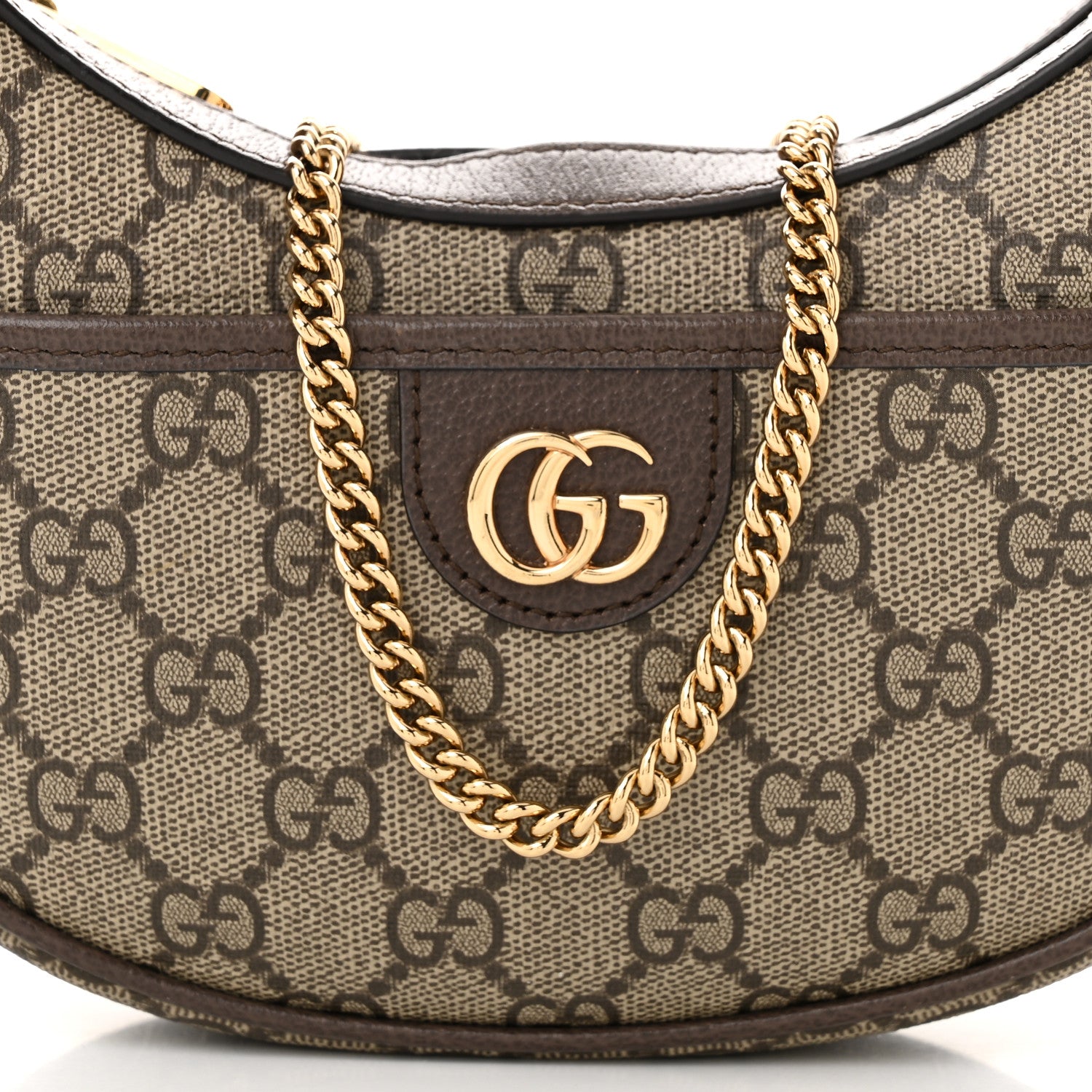 Gucci GG Supreme Monogram Textured Dollar Calfskin Small Ophidia Shoulder Bag Beige Ebony New Acero 8 of 11