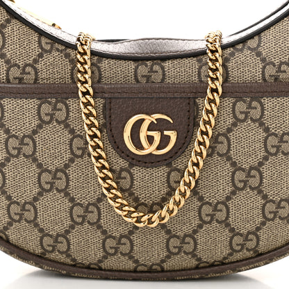 Gucci GG Supreme Monogram Textured Dollar Calfskin Small Ophidia Shoulder Bag Beige Ebony New Acero 8 of 11