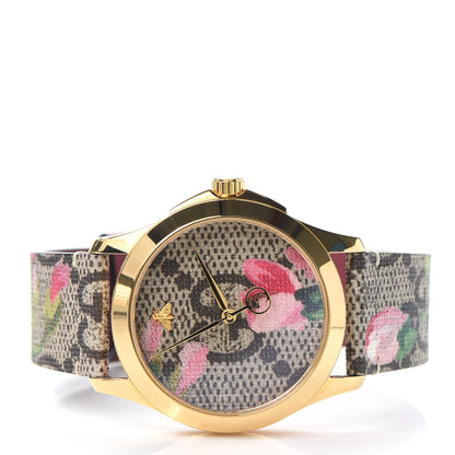 Gucci Stainless Steel Canvas 38mm G-Timeless Supreme GG Blooms Quartz Watch Brown 2 of 5