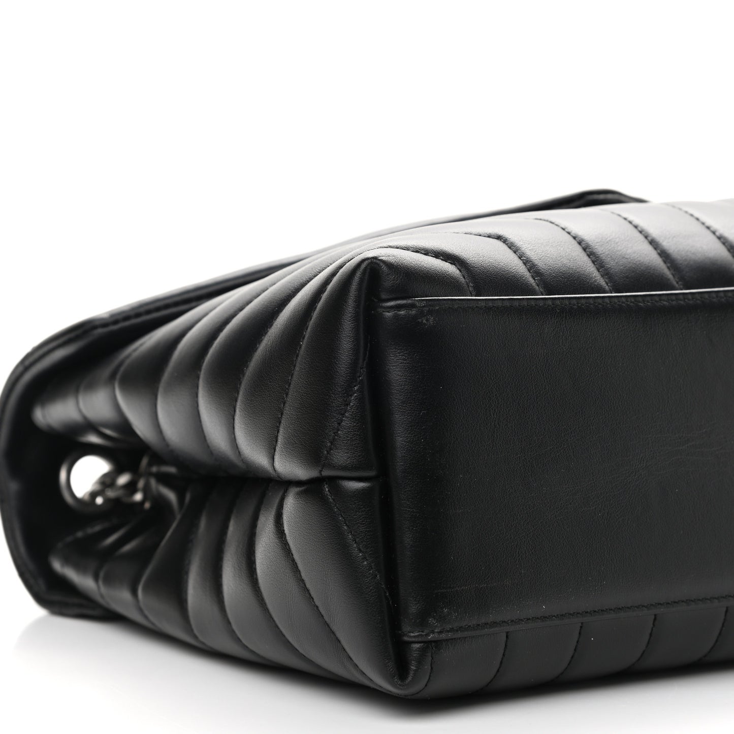 Calfskin Y Quilted Monogram Medium Loulou Chain Satchel Black