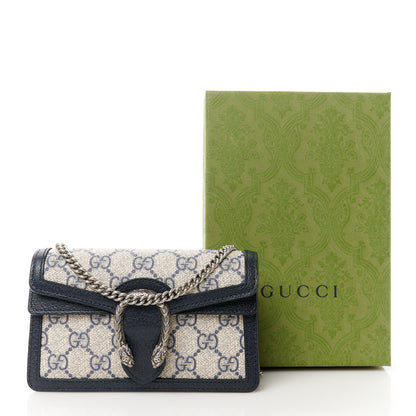 Gucci GG Supreme Monogram Textured Dollar Calfskin Super Mini Dionysus Shoulder Bag Beige Blue 11 of 11