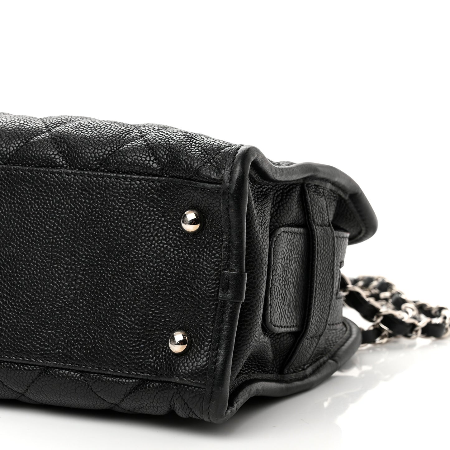 Caviar Quilted Small French Riviera Tote Black