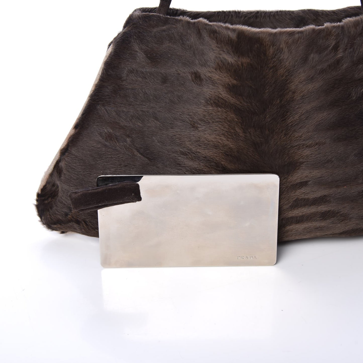 Calf Hair Clutch Brown