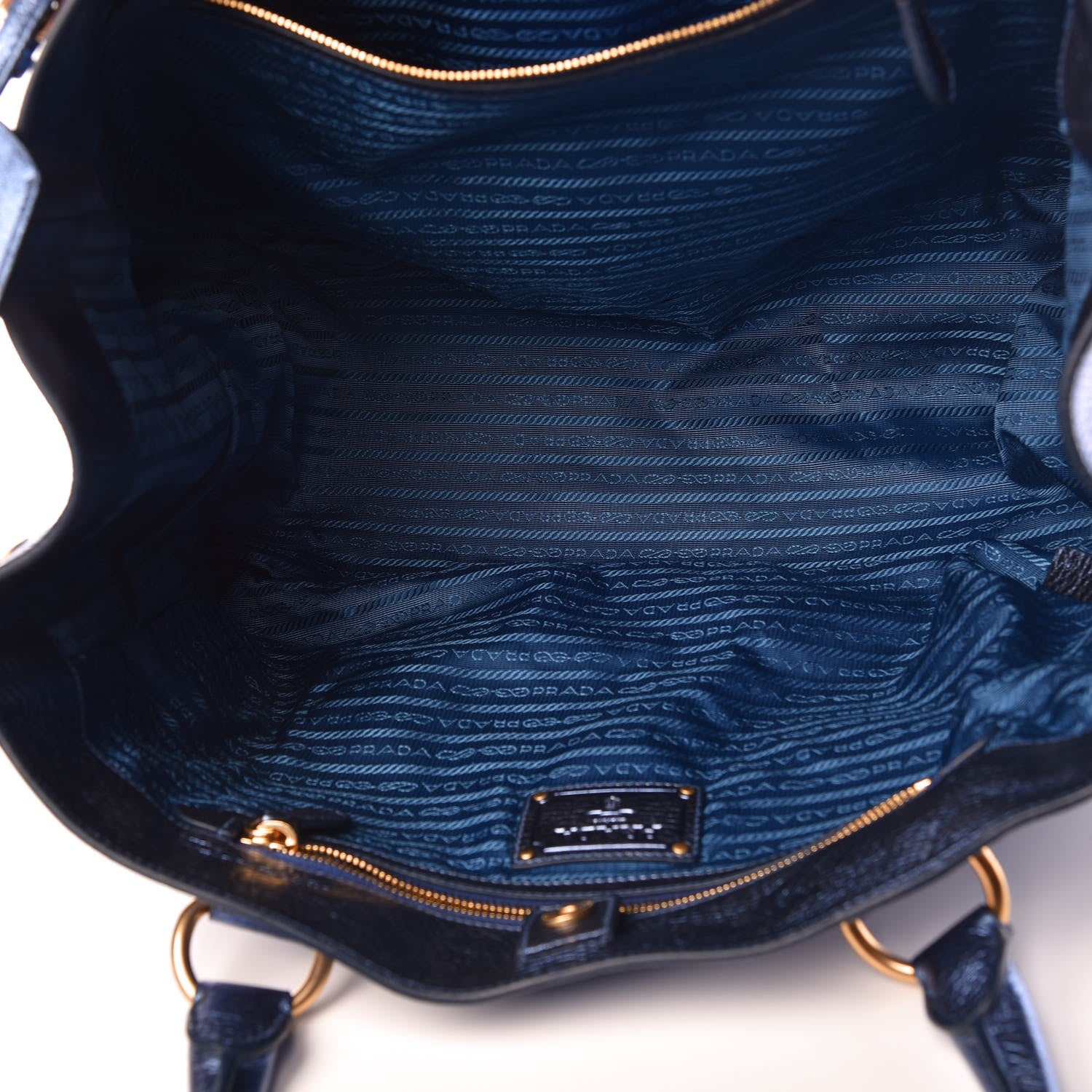 Prada Vitello Daino Shopping Tote Denim Mordore 5 of 7