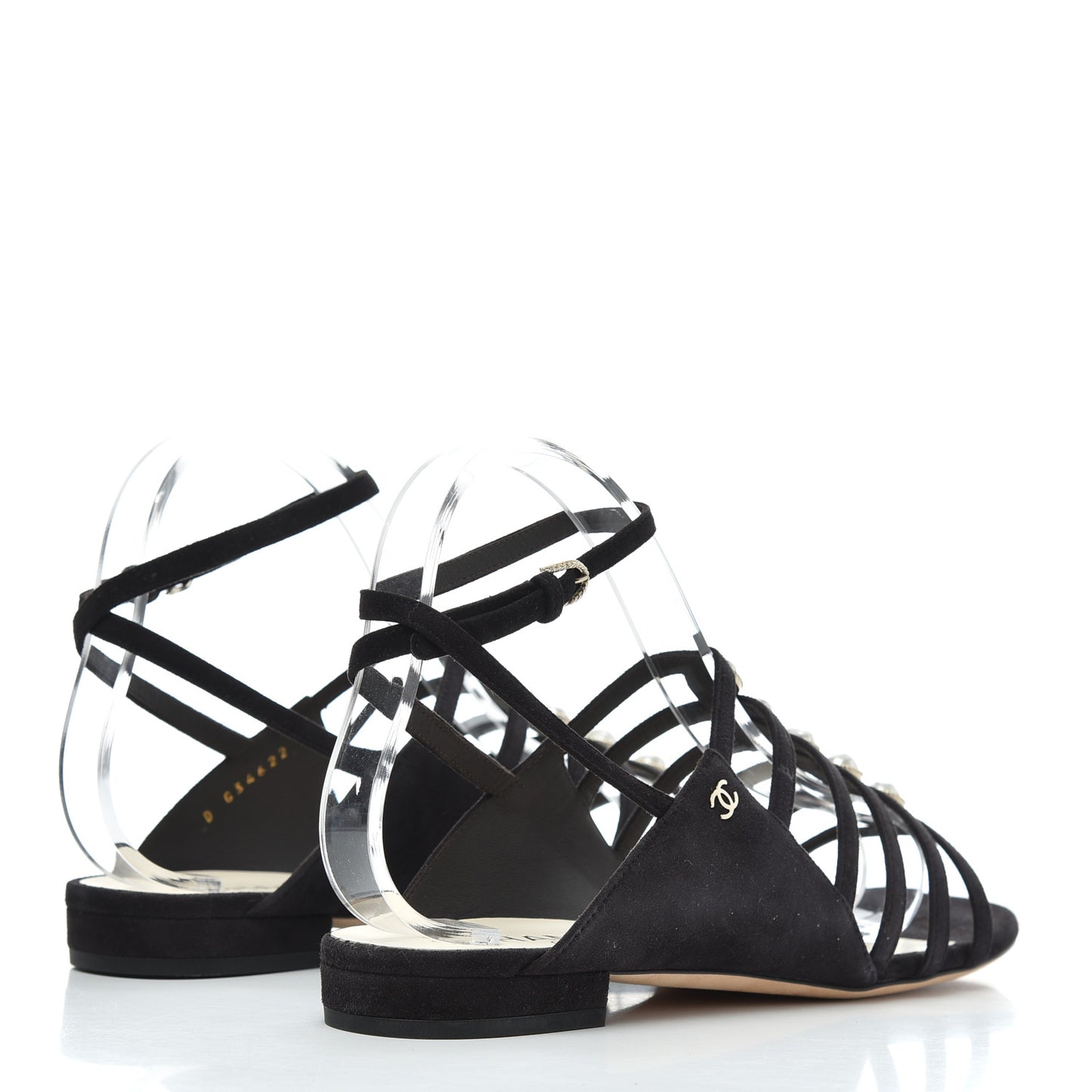 Suede Pearl Sandals 39 Black