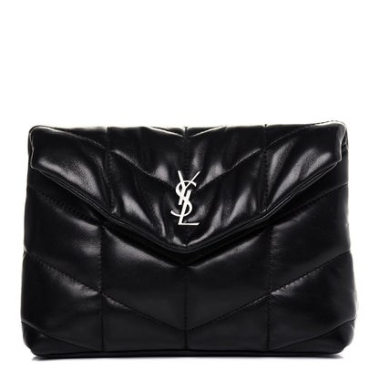 Saint Laurent Lambskin Monogram Loulou Puffer Pouch Clutch Black 2 of 17