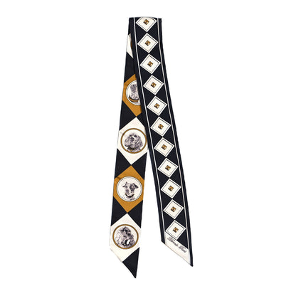 Hermes Silk Colliers Et Chiens Twilly Black Gold White 2 of 4