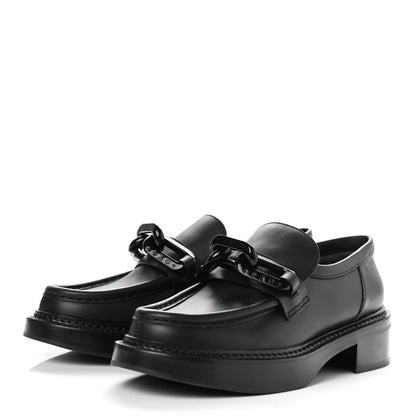 Louis Vuitton Calfskin Oversized Chain Academy Loafers 37 Black 3 of 8