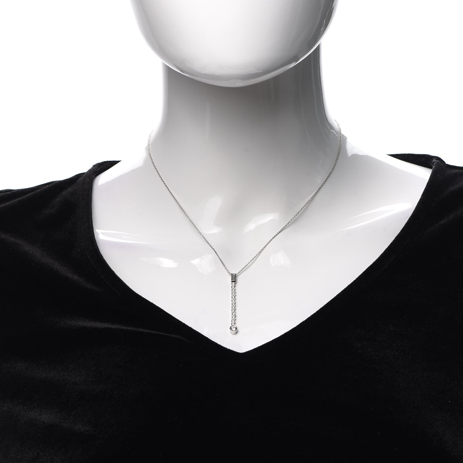 Tiffany Platinum Diamond Jazz Graduated Drop Pendant Necklace 2 of 5