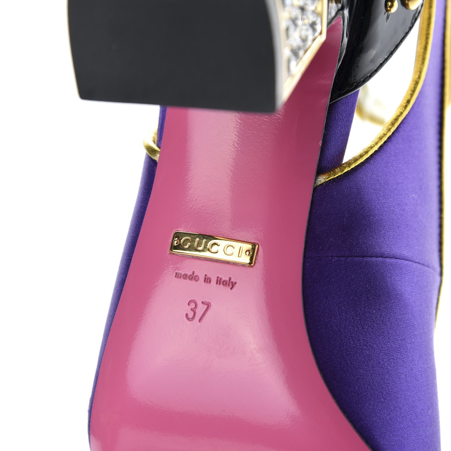 Gucci Satin Embroidered Dragon Caspar Pumps 37 Purple Oro Vecchio Black 8 of 12
