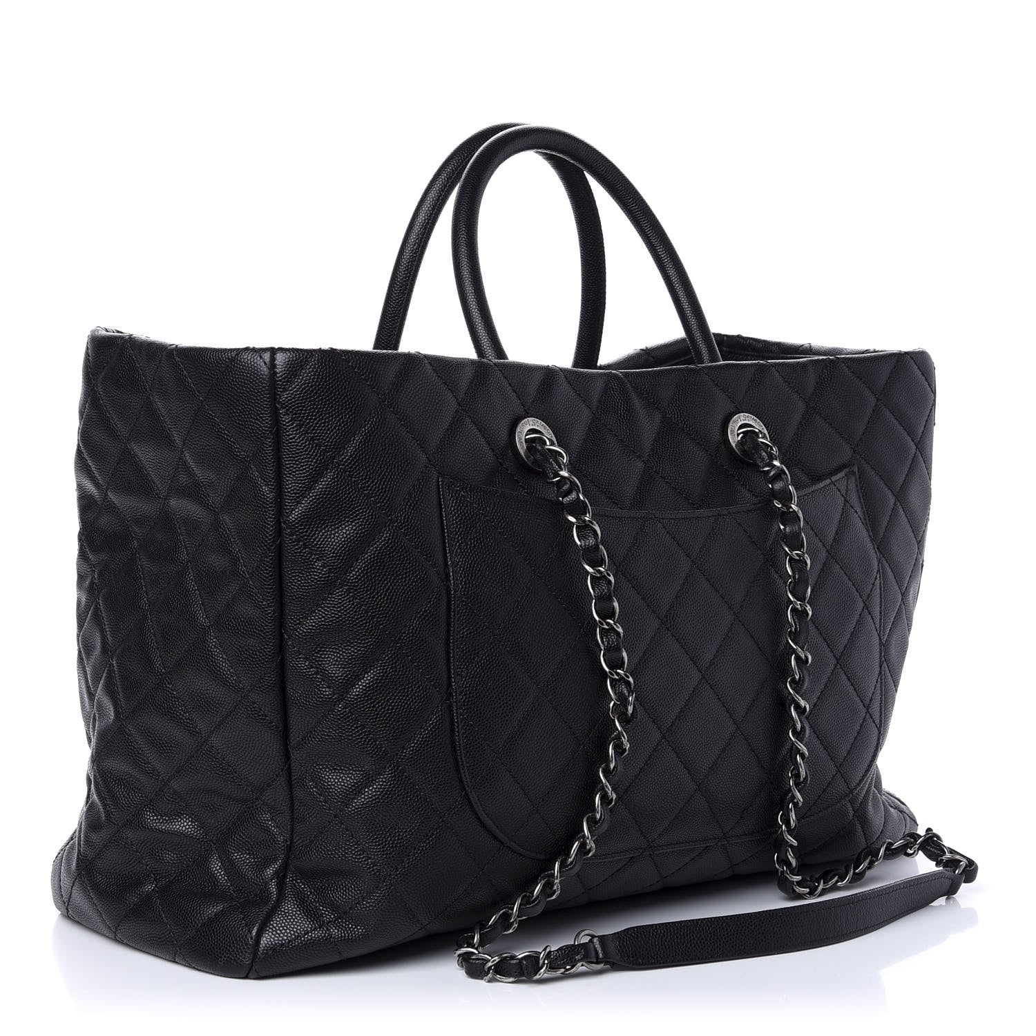 Chanel Caviar Quilted Large Coco Handle Shopping Tote Black 4 of 10