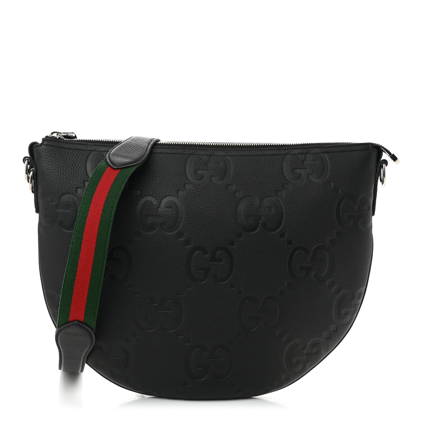 GG Jumbo Calfskin Emblem Shoulder Bag Black
