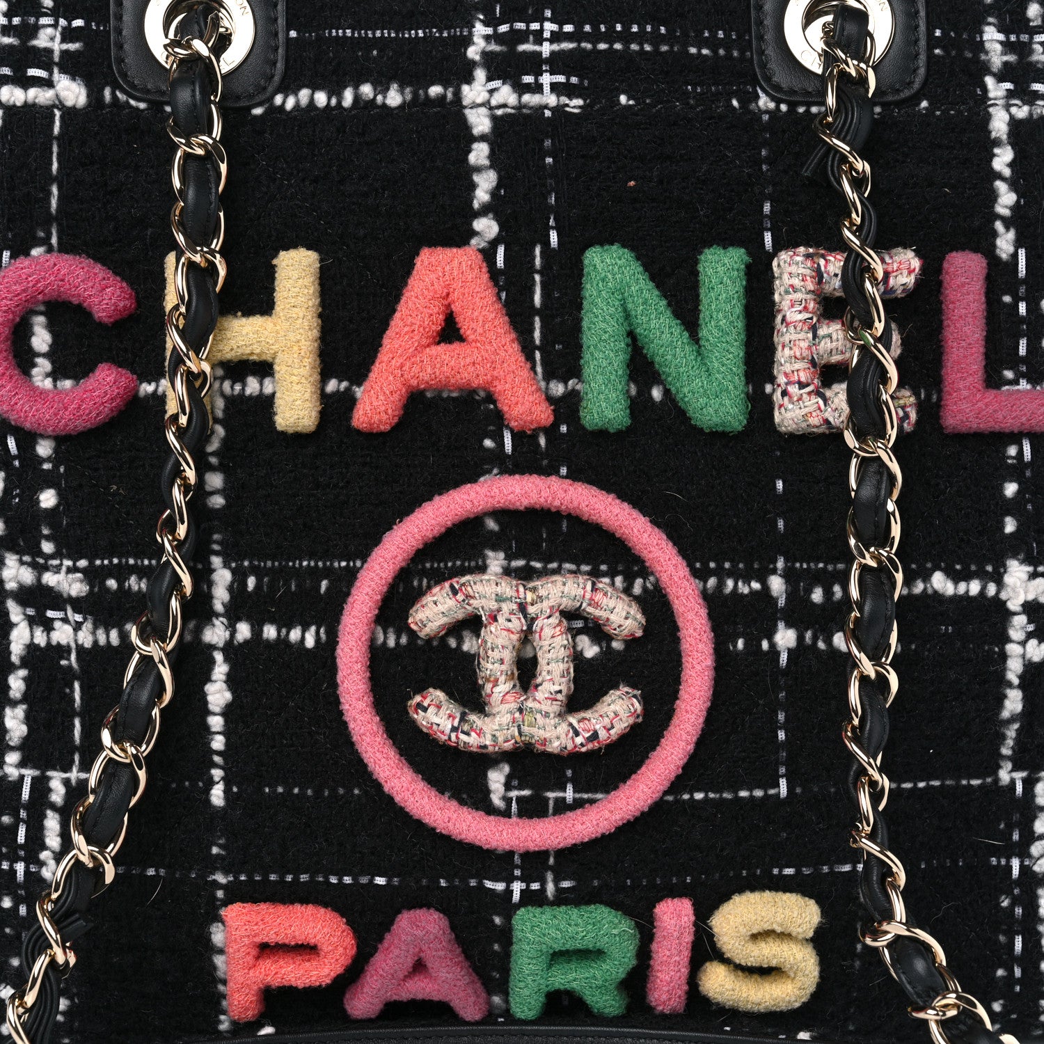 Chanel Tweed Medium Deauville Tote Black White Multicolor 7 of 9