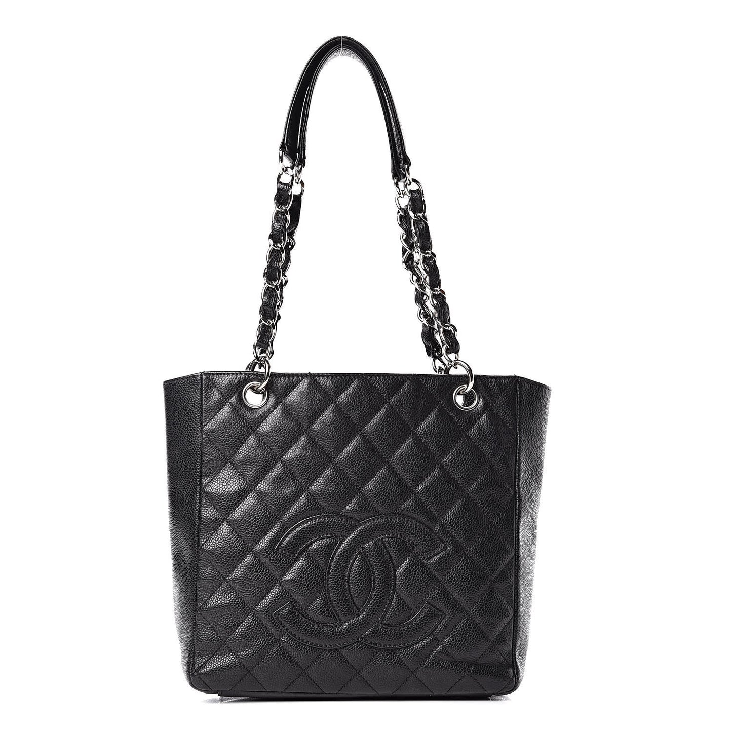 Caviar Quilted Petit Shopping Tote PST Black