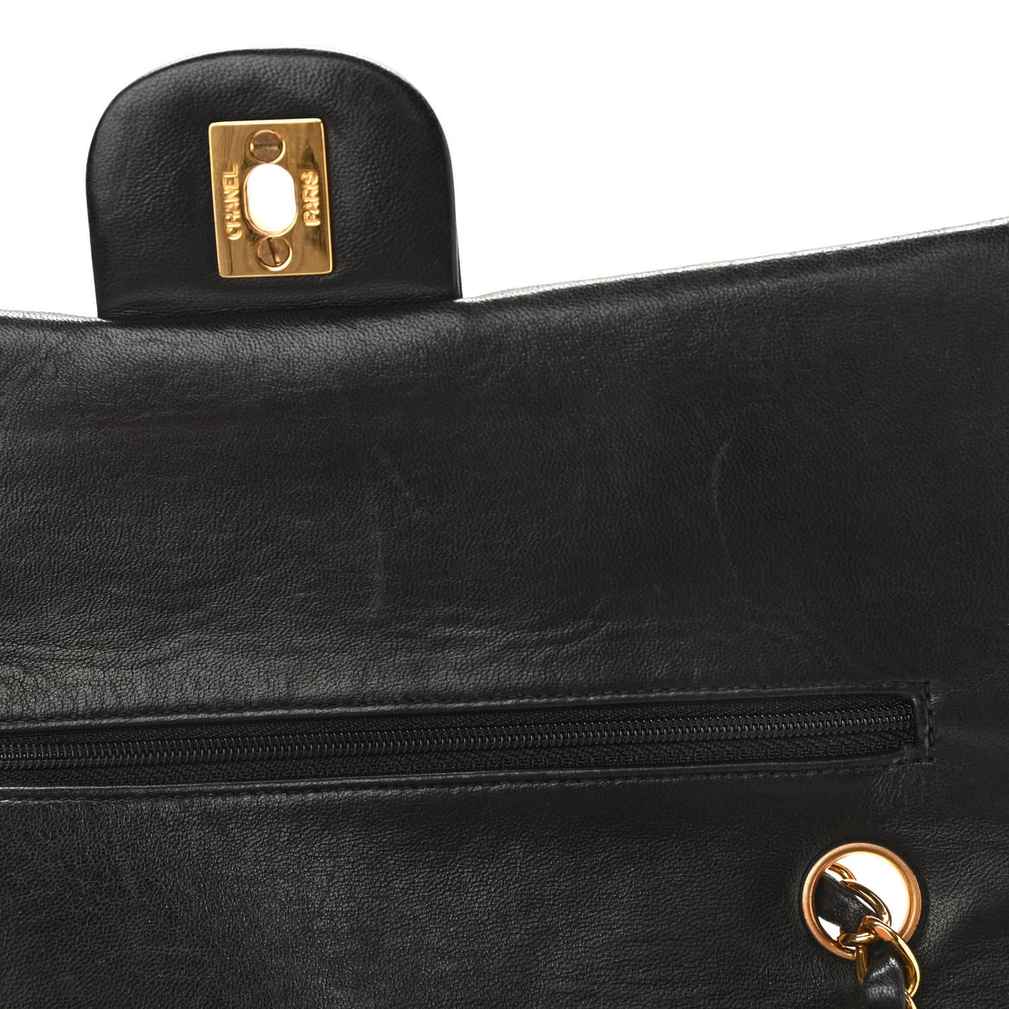 Lambskin Quilted Medium Double Flap Black