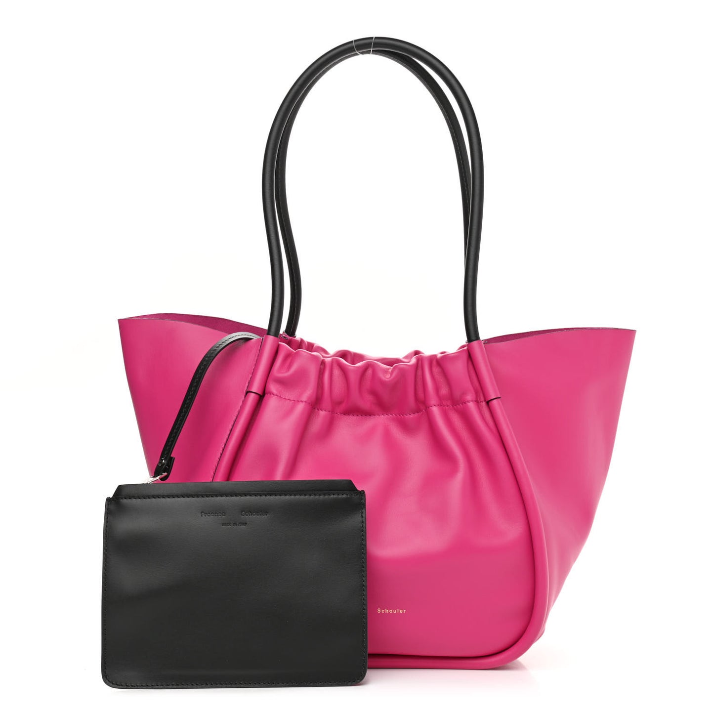 Calfskin Large Ruched Tote Fuschia