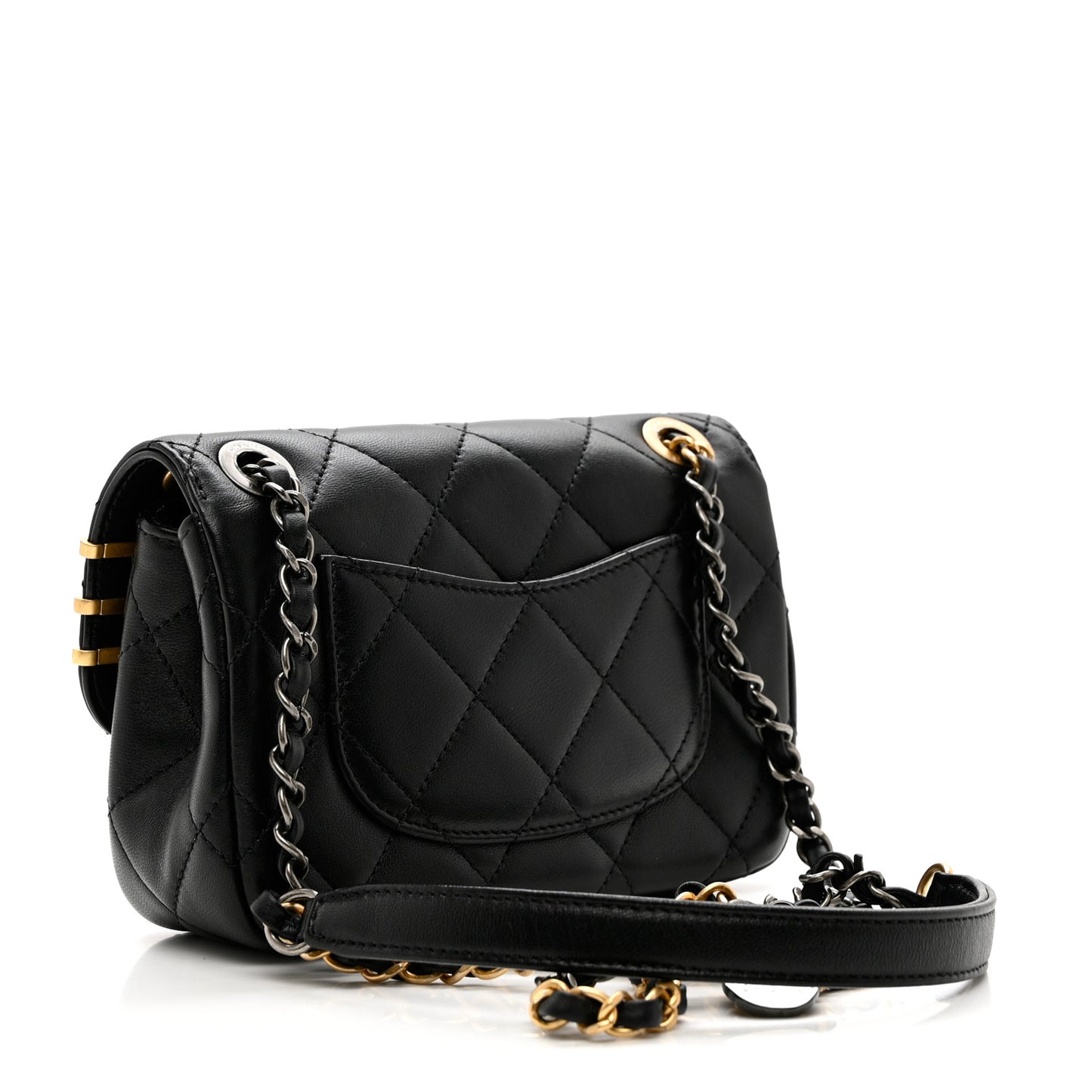 Lambskin Quilted Mini Coco Clips Single Flap Black