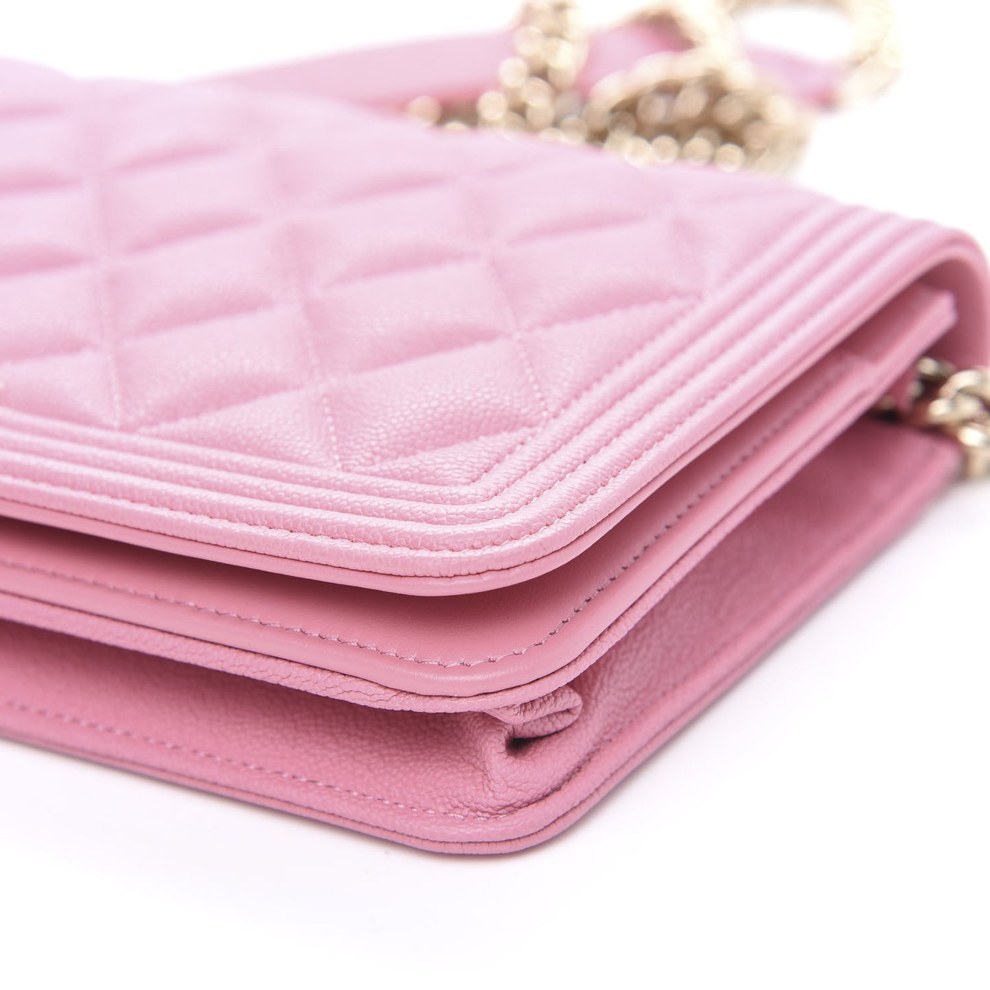 Caviar Quilted Boy Wallet On Chain WOC Light Pink