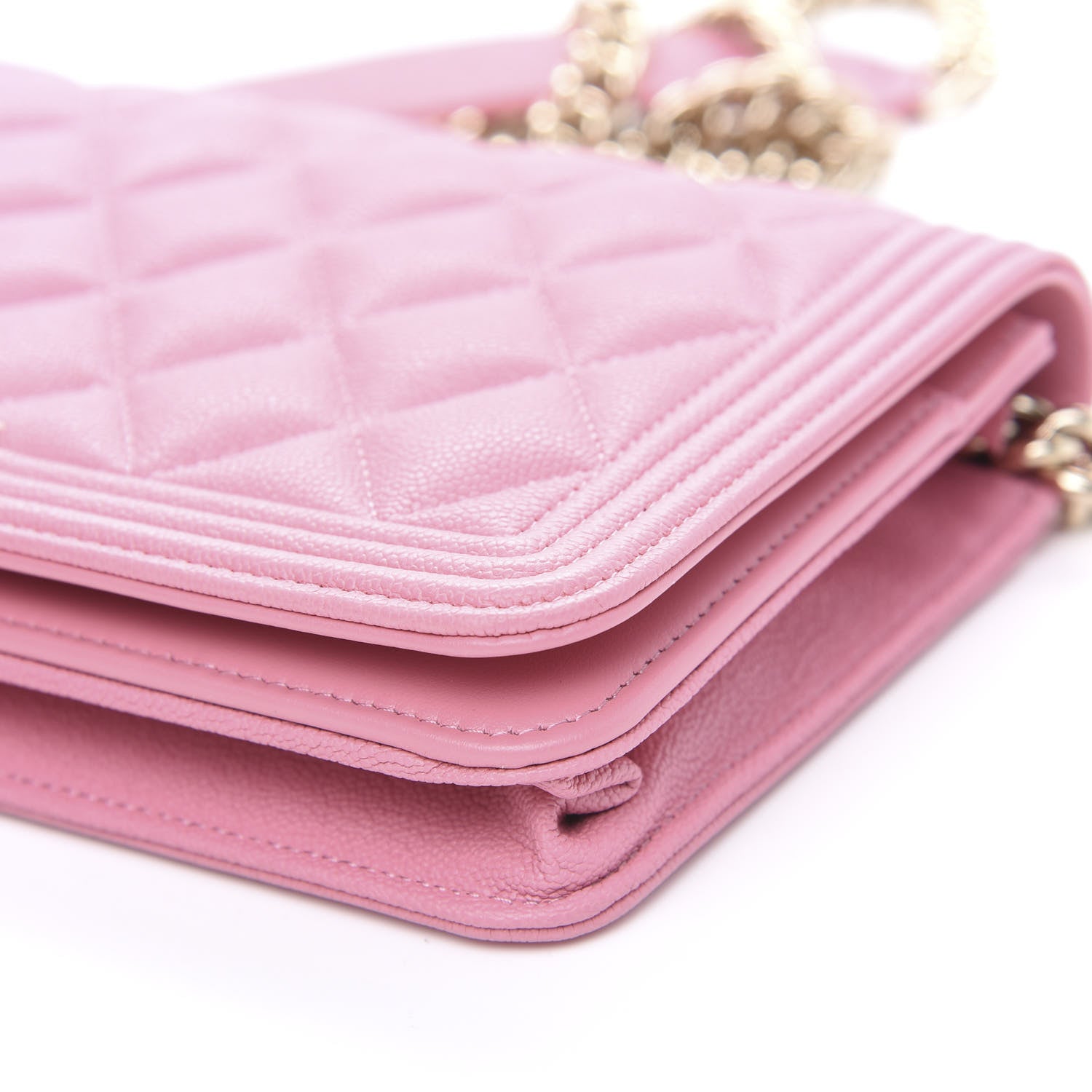Chanel Caviar Quilted Boy Wallet On Chain WOC Light Pink 10 of 13