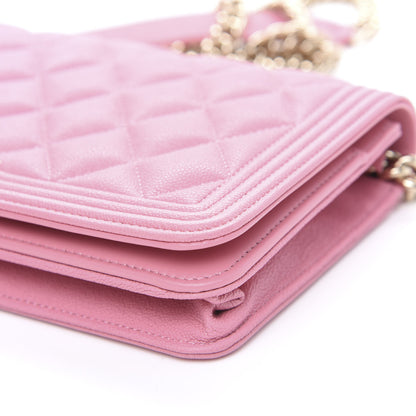 Chanel Caviar Quilted Boy Wallet On Chain WOC Light Pink 10 of 13