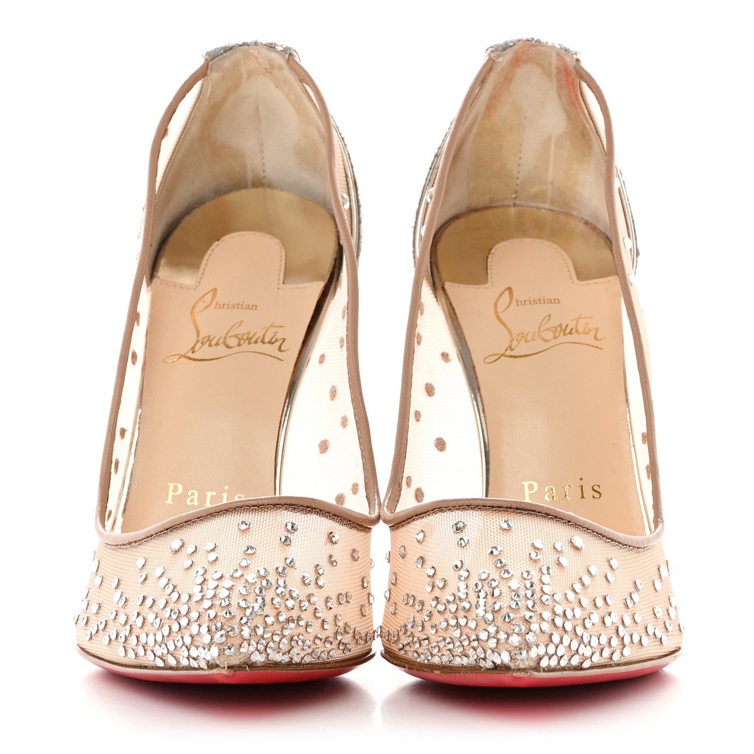Christian Louboutin Rete Glitter Mini Specchio Strass Follies 100 Pumps 35.5 Pearl 2 of 10