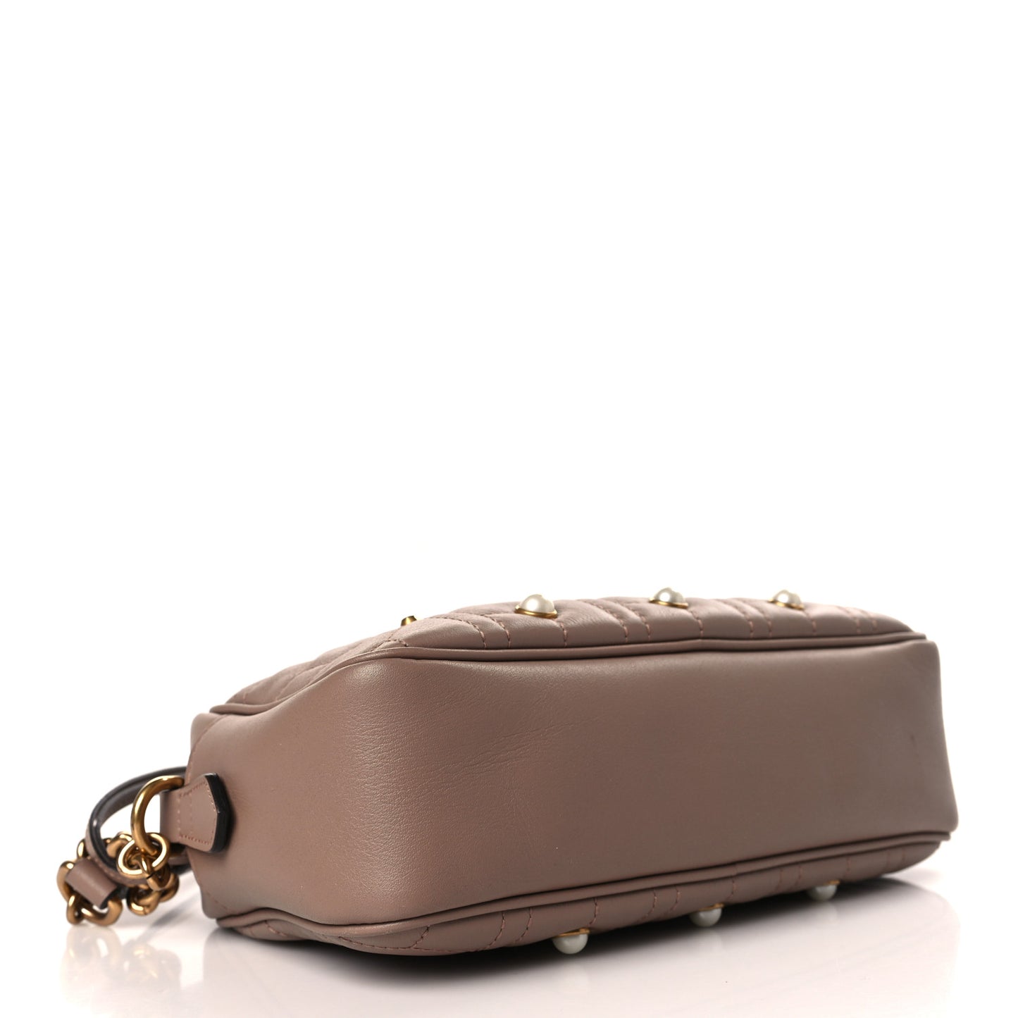 Calfskin Matelasse Studded Small Pearly GG Marmont Chain Shoulder Bag Porcelain Rose
