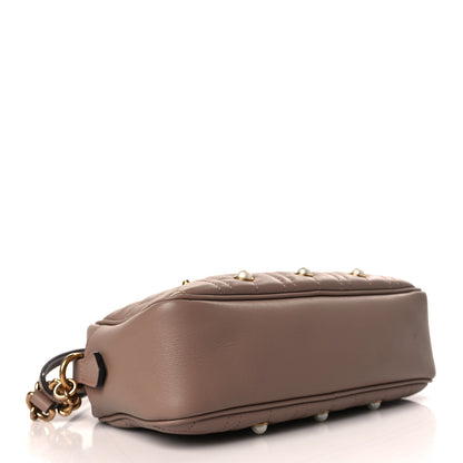 Gucci Calfskin Matelasse Studded Small Pearly GG Marmont Chain Shoulder Bag Porcelain Rose 4 of 9