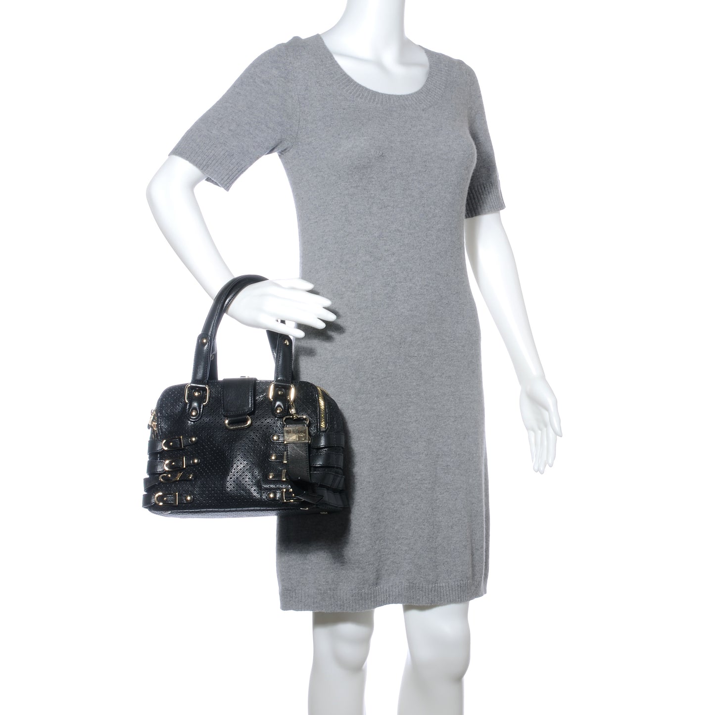 Leather Perforated Blythe M Handbag Black
