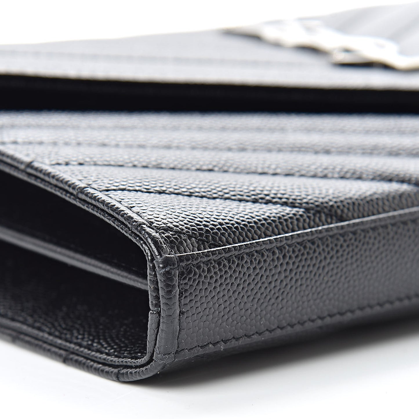 Grain De Poudre Matelasse Chevron Monogram Chain Wallet Black