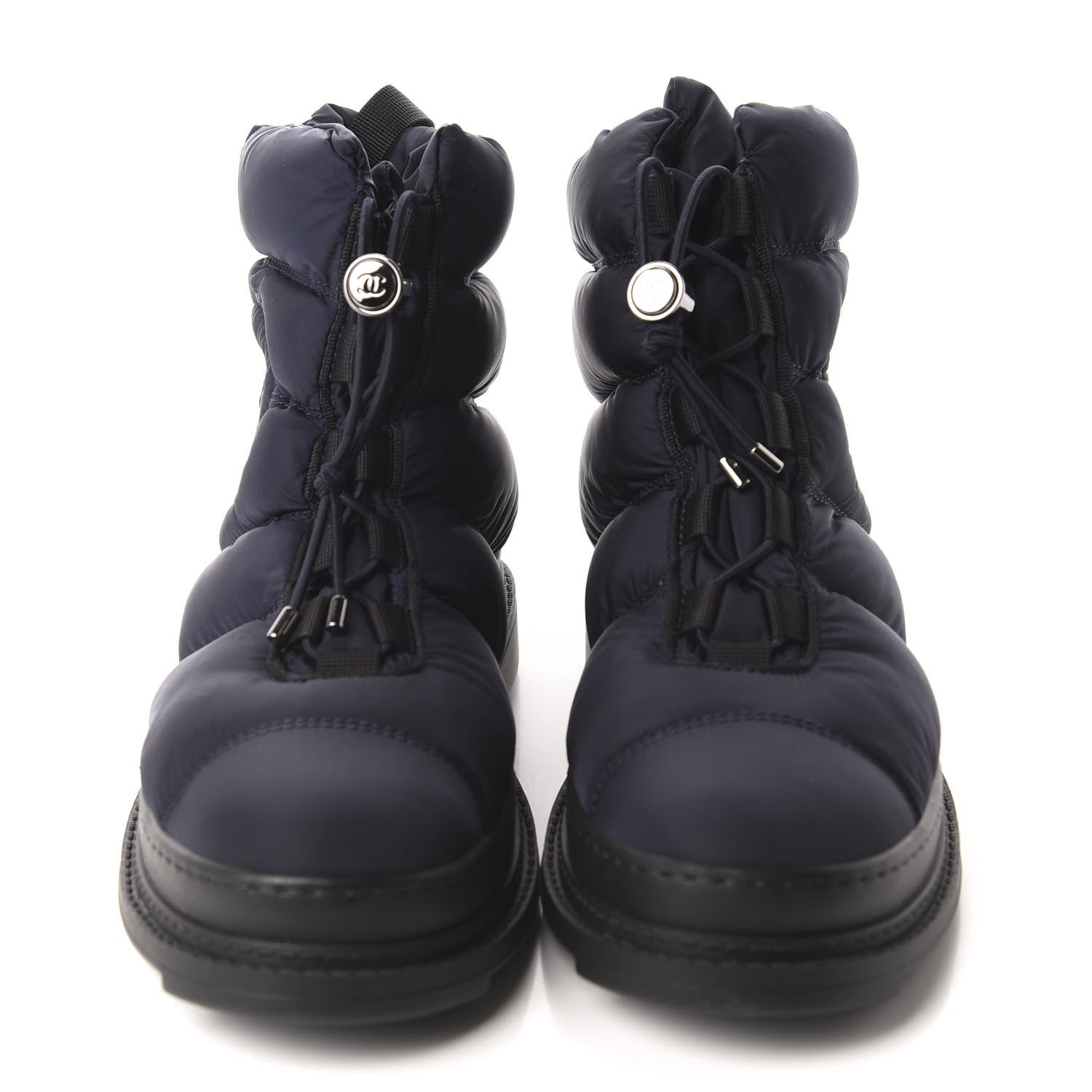 Chanel Nylon CC Short Boots 37.5 Navy Black 2 of 8