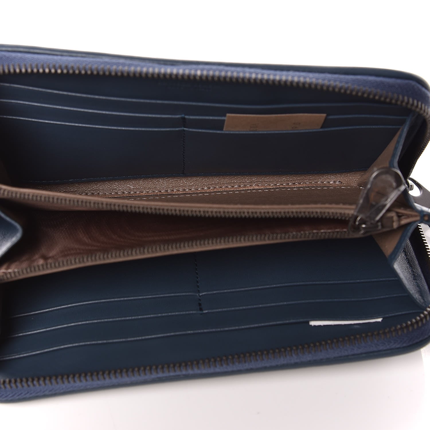 Bottega Veneta Nappa Intrecciato Gradient Spotted Zip Around Wallet Black Denim 7 of 10