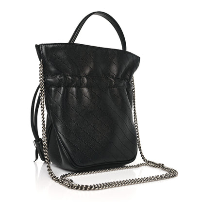 Gucci Sakai Be Green Calfskin Diagonal Stitched Mini Blondie Bucket Bag Black 3 of 8
