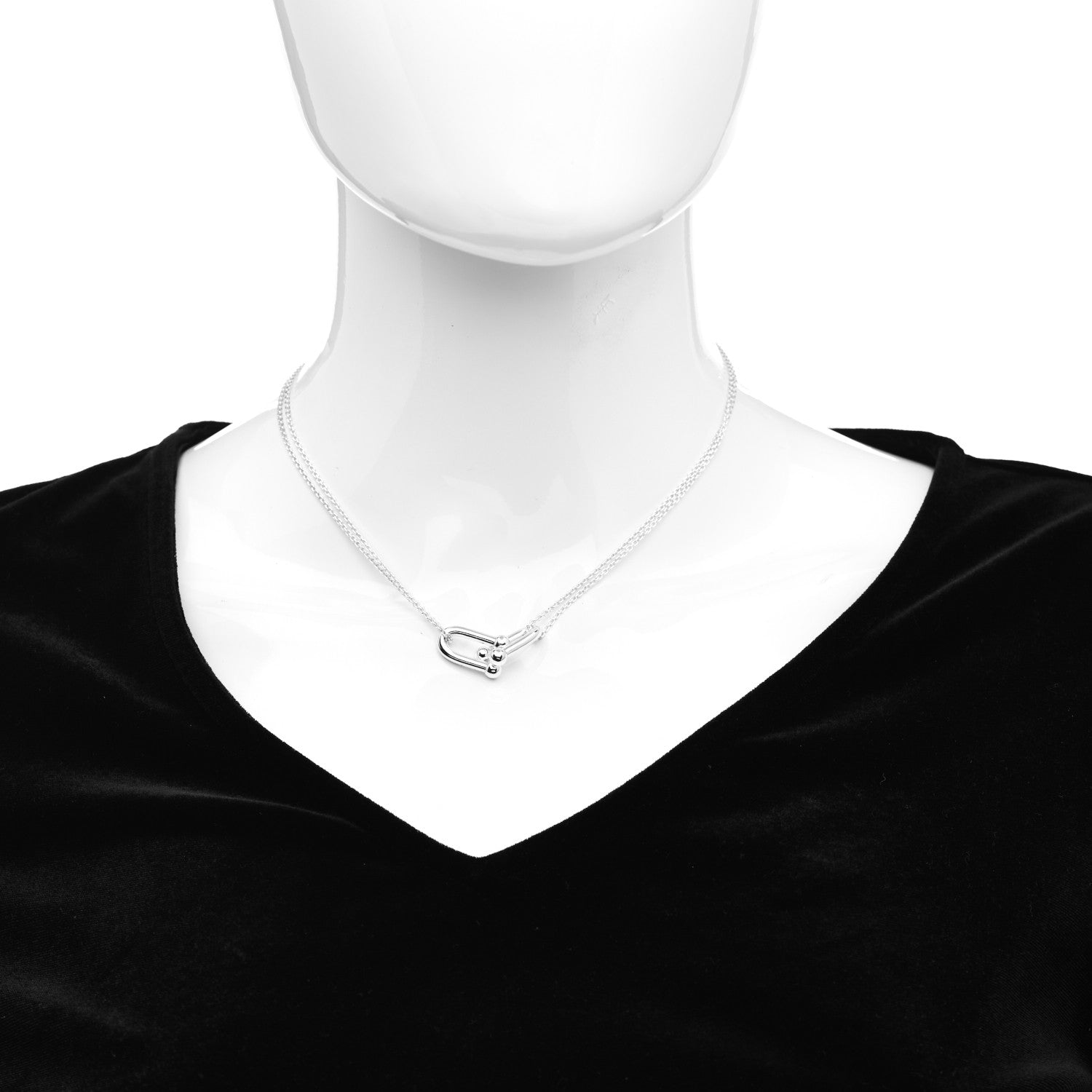 Tiffany Sterling Silver Double HardWear Link Pendant Necklace 2 of 4