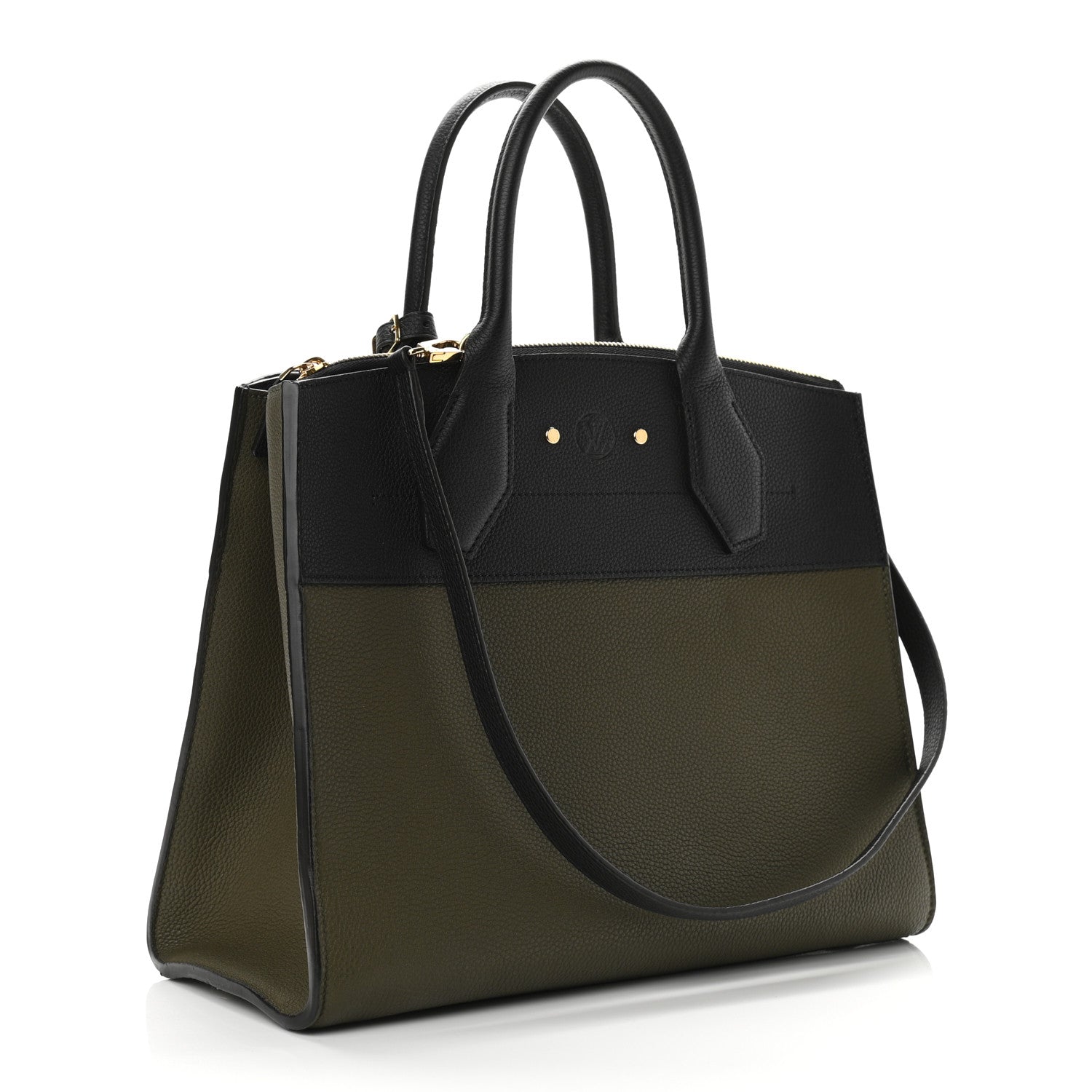 Louis Vuitton Taurillon City Steamer MM Kaki Black 3 of 9
