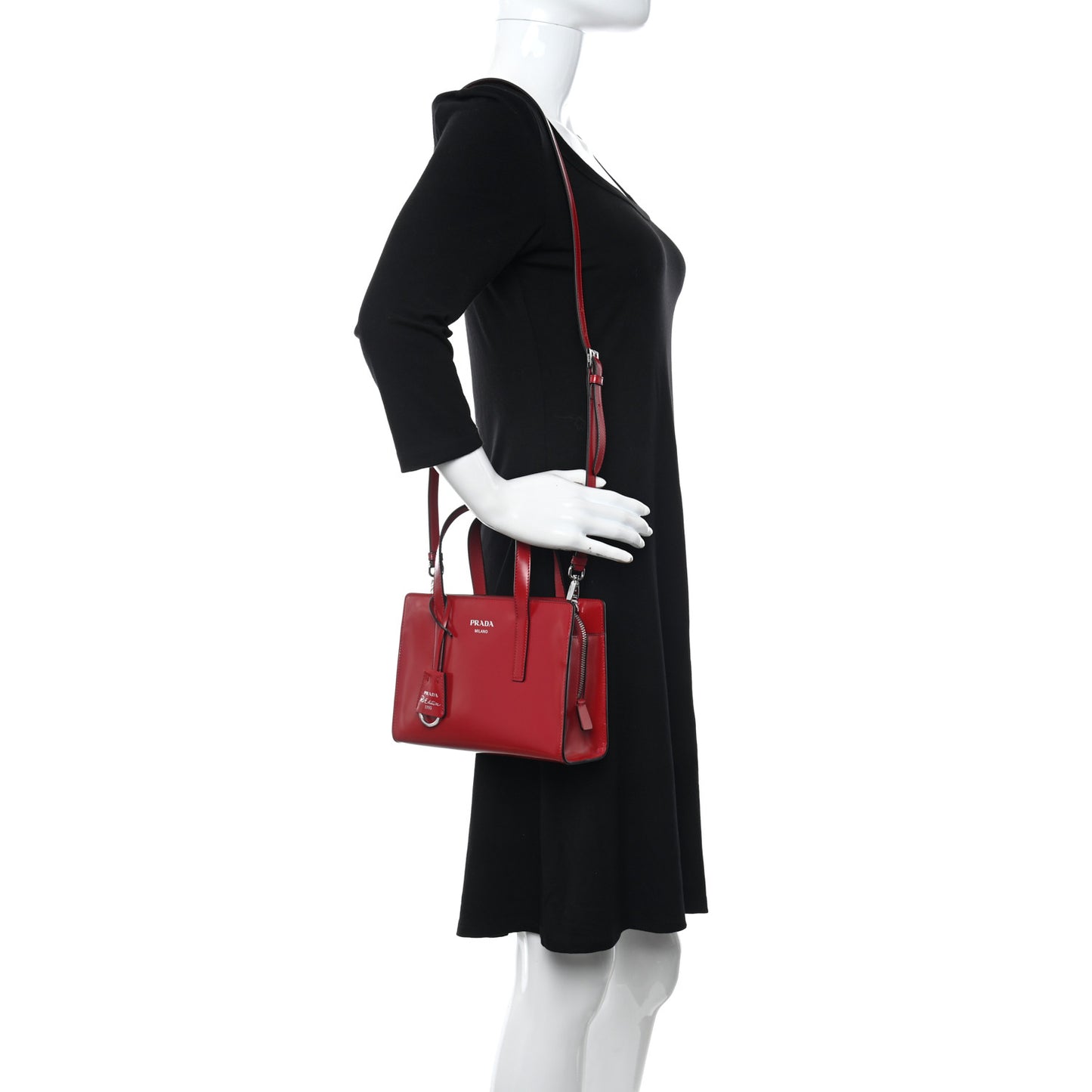 Spazzolato Mini Re-Edition 1995 Double Handle Handbag Scarlatto