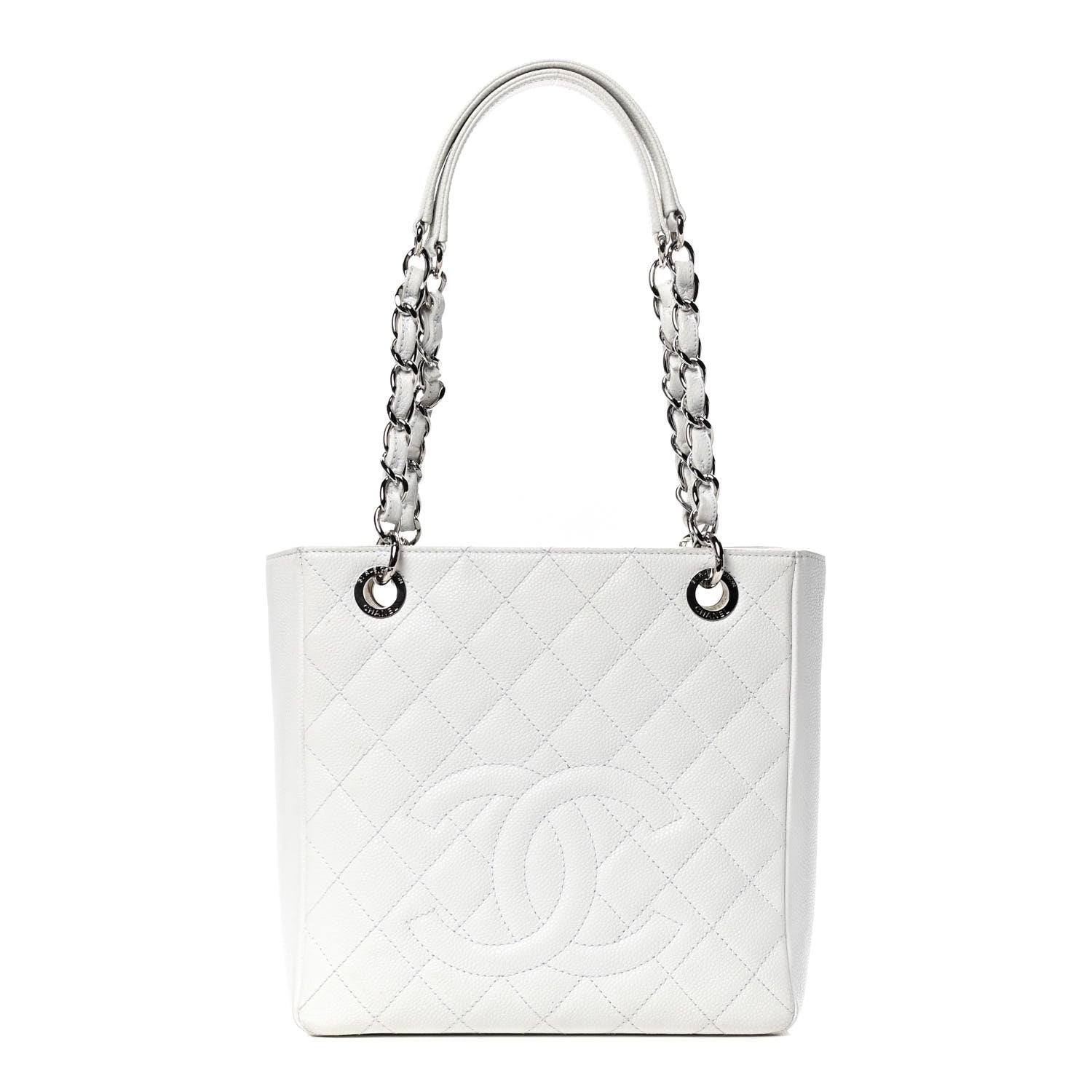 Chanel Caviar Quilted Petit Shopping Tote PST White 1 of 6