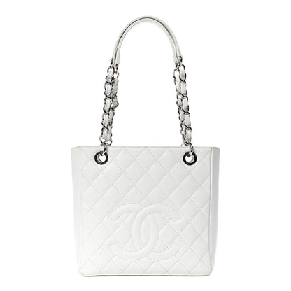Chanel Caviar Quilted Petit Shopping Tote PST White 1 of 6
