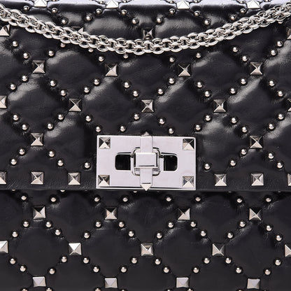 Valentino Garavani Lambskin Beaded Rockstud Spike Wallet on Chain Black 7 of 11