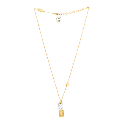 Louis Vuitton Nanogram Name Tag Necklace Gold 3 of 6