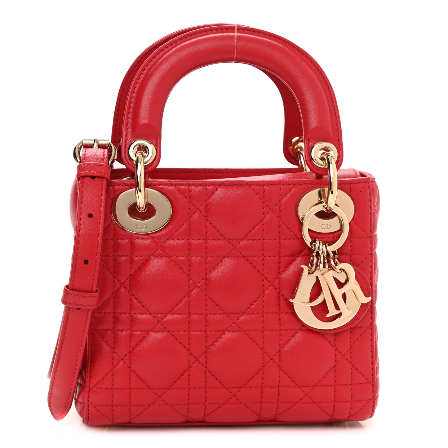 Lambskin Cannage Mini Lady Dior Red